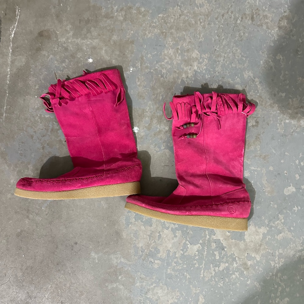 Report Pink Moccasins with Fringe